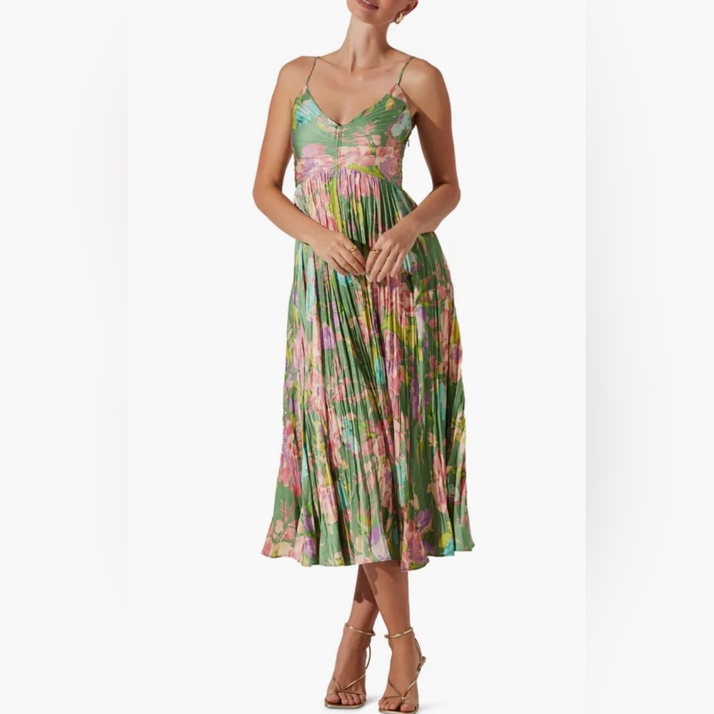 Maeve Floral Midi Pleated Sundress- Size Small